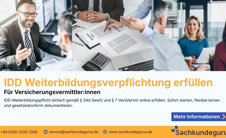 Event-Image for 'Digitale IDD-Weiterbildung f&uuml;r Vermittler:innen - 15 Stunden'