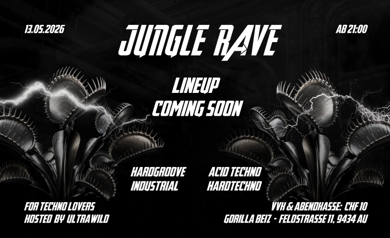JUNGLE RAVE by ULTRAWILD Gorilla Beiz, Feldstrasse 11, 9435 Au Tickets