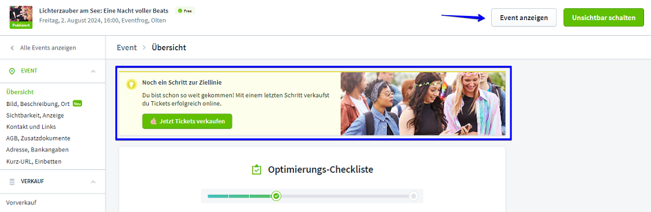 Neue Eventerfassung mit direkte Ver&ouml;ffentlich