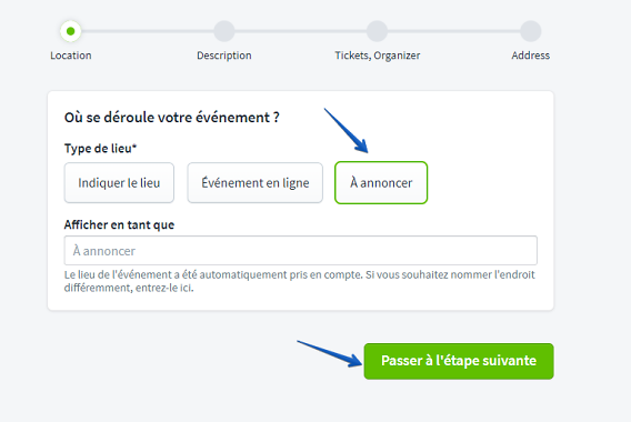 Nouvelle saisie d'&eacute;v&eacute;nement Lieu III