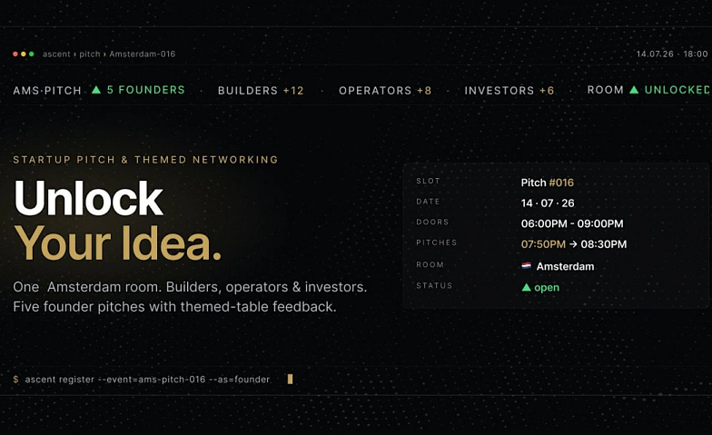 Startup Pitch & Themed Networking Amsterdam  Unlock Your Id