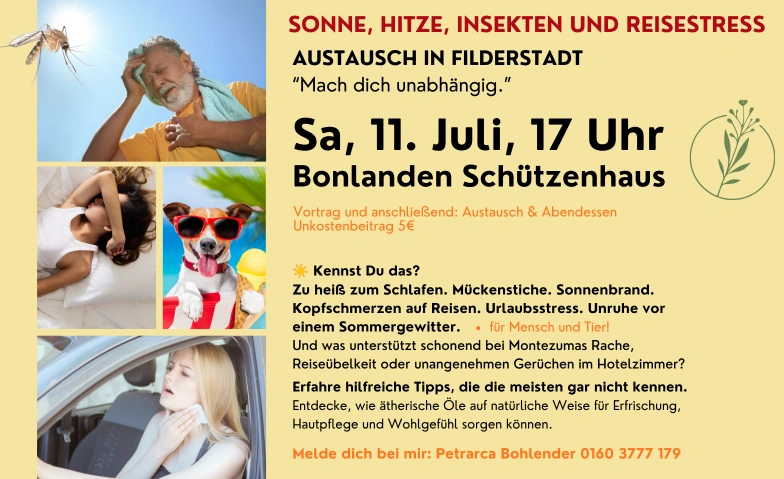Vortrag: Sonne, Hitze, Insekten und Reisestress Sch&uuml;tzenhaus Bonlanden, Wolfsklinge 2, 70794 Filderstadt Tickets