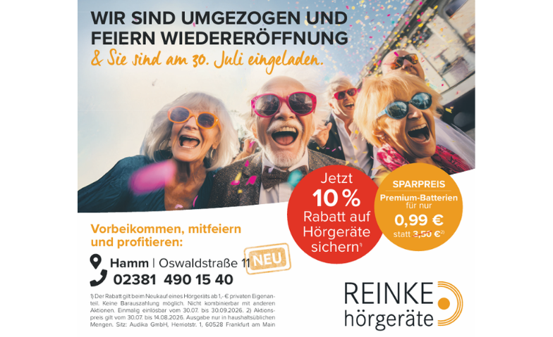 Wiedereröffnung Reinke Hörgeräte Hamm Oswaldstraße