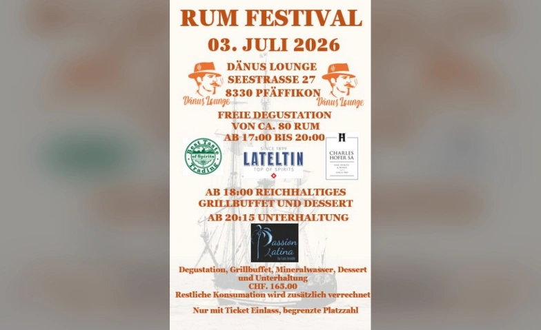 Rum Festival 2026 D&auml;nus Lounge Gmbh, Seestrasse 27, 8330 Pf&auml;ffikon Tickets