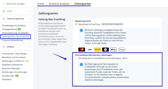 Servicekosten &uuml;bertragen CH I