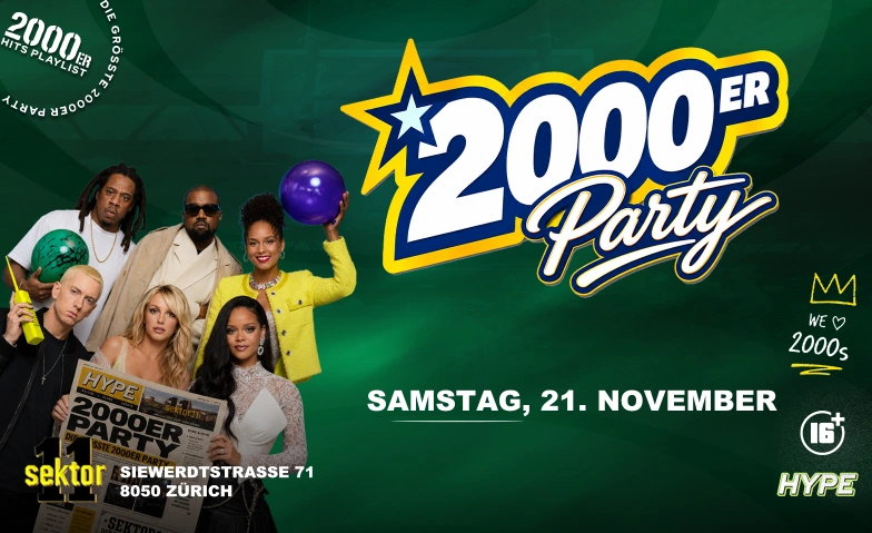 2000ER PARTY - SEKTOR11, Z&Uuml;RICH (+16 / &Uuml;16) Sektor 11, Siewerdtstrasse 71, 8050 Z&uuml;rich Tickets
