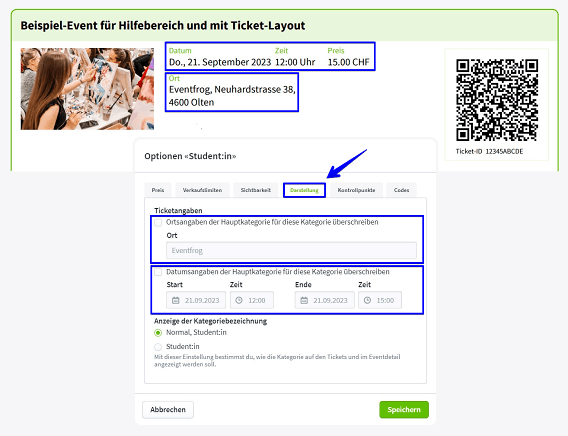 Ticketangaben &auml;ndern