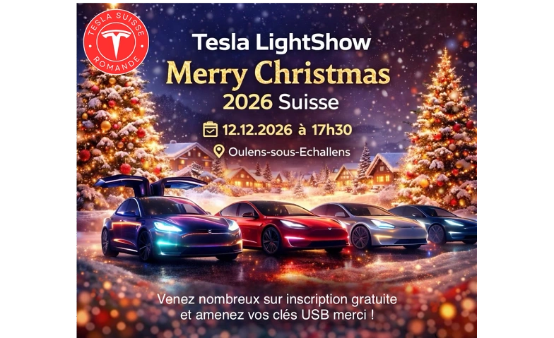 Sortie Tesla Suisse Romande - LightShow Merry Christmas 2026
