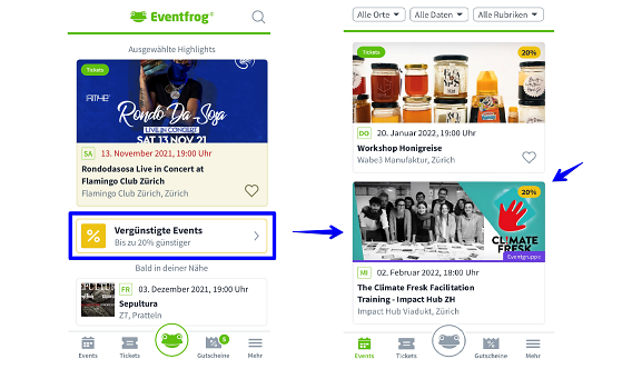 Verg&uuml;nstigte Events