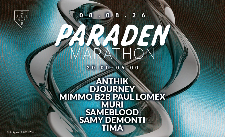 PARADEN MARATHON Club Bellevue, Freieckgasse 9, 8001 Z&uuml;rich Tickets