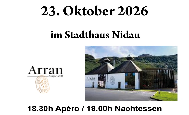 Whiskydinner Arran 23. Oktober 2026