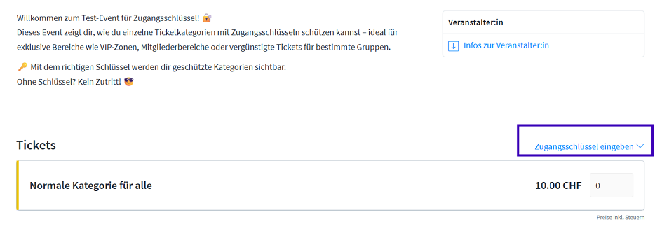 Zugangsschl&uuml;ssel 2025 CH 14