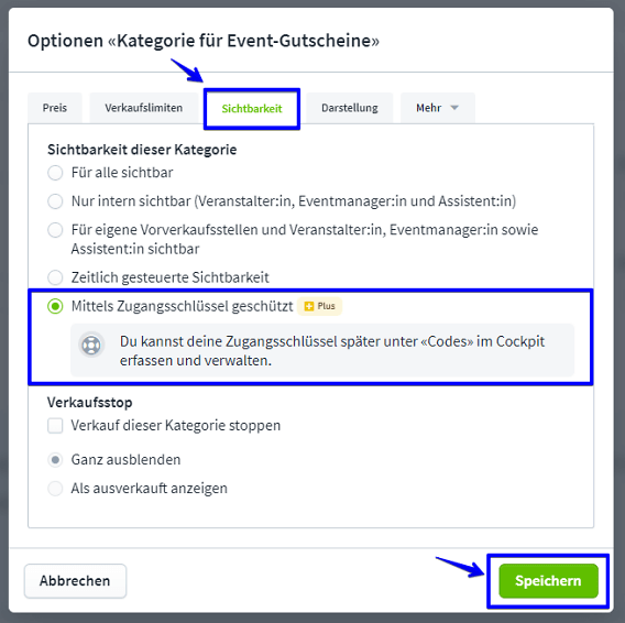Zugangsschl&uuml;ssel speichern