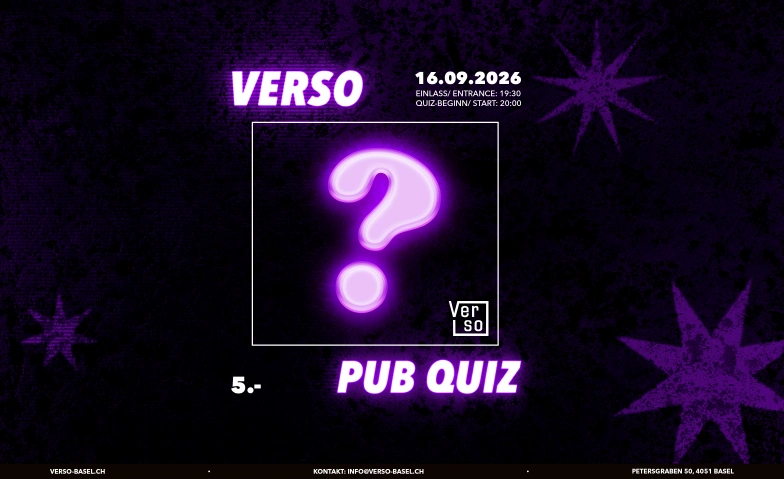 Pub Quiz Verso, Petersgraben 50, 4051 Basel Billets