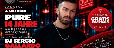 Event-Image for 'PURE 14 Jahre &ndash; Birthday Night mit DJ Sergio Gallardo'