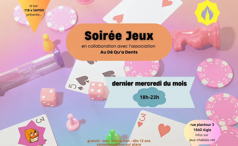 Soirée Jeux avec l'association Au Dé Qu'A Dents