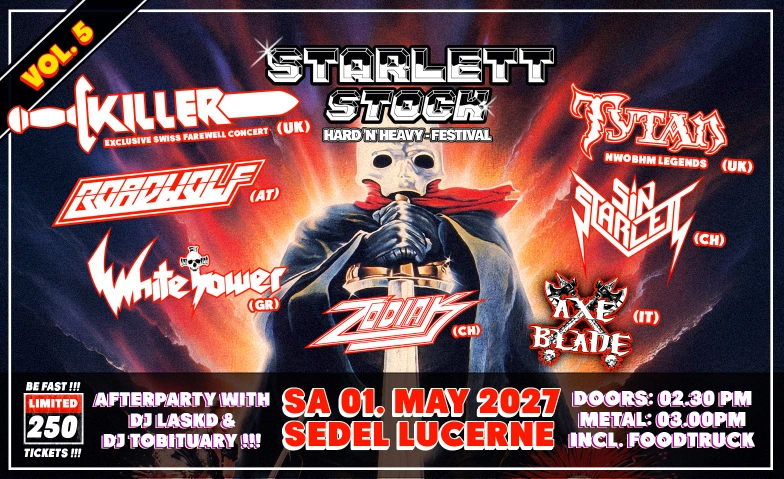 STARLETT STOCK Hard 'n' Heavy Festival VOL. V Musikzentrum Sedel, Sedelhof 2, 6020 Emmenbr&uuml;cke Tickets