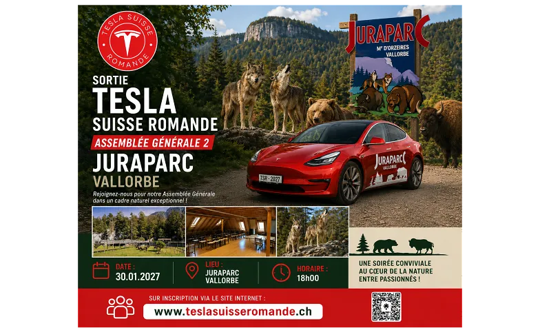 Sortie Tesla Suisse Romande : Assemblée à JuraParc 2027