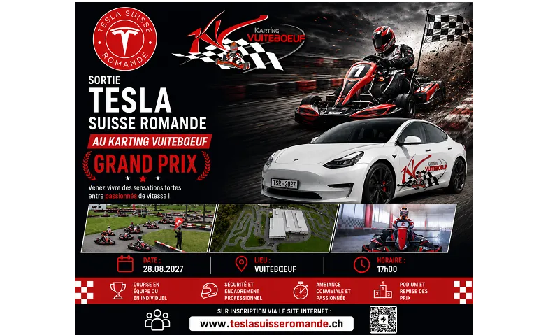 Sortie Tesla Suisse Romande – Grand Prix Karting Vuiteboeuf